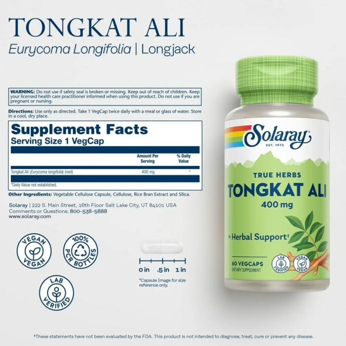 Tongkat Ali , 400 mg, 60 VegCaps – Image 5