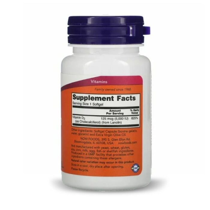 Vitamine D3 5000UI - Now Foods – Image 2