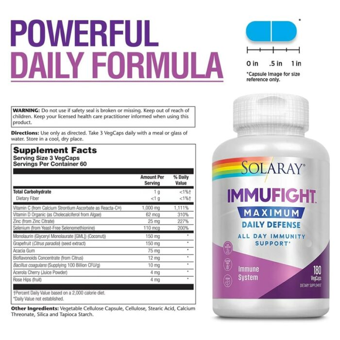 ImmuFight Maximum Daily Defense 90 Vegcaps – Image 3