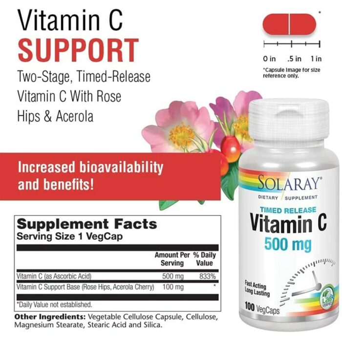 Vitamine C 500 mg 100 CapsVeg Solaray – Image 2