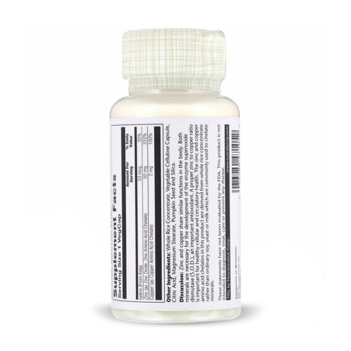 zinc & cuivre 100 VegCaps Solaray – Image 2