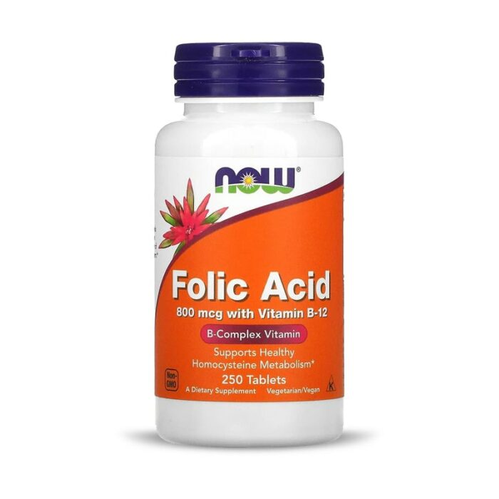 Acide folique, 800 µg, 250 comprimés NOW Foods