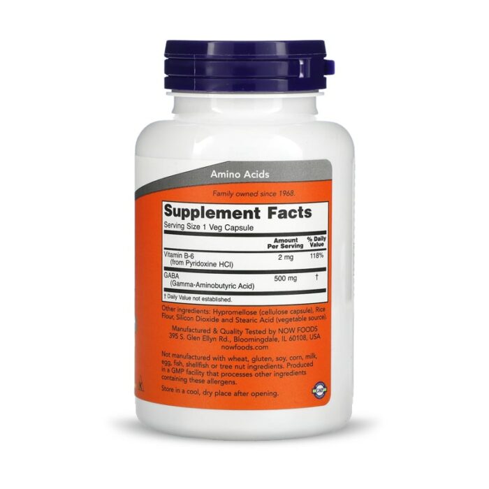 GABA 500mg NOW Foods – Image 2