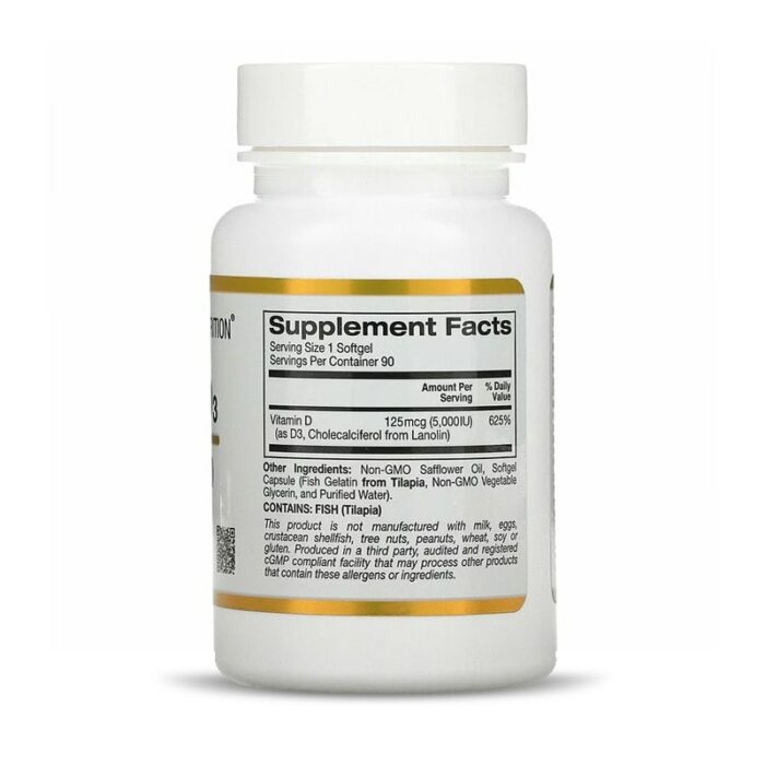 Vitamine D3, 125 µg (5000 IU), 90 capsules – Image 2