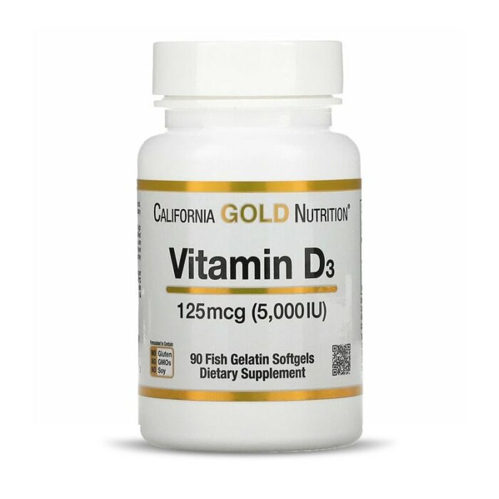 Vitamine D3, 125 µg (5000 IU), 90 capsules