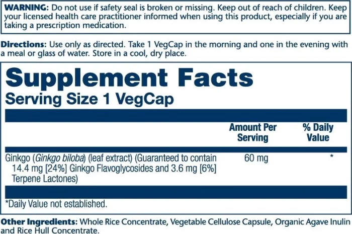 Ginkgo Biloba Leaf Extract 60mg – Image 2