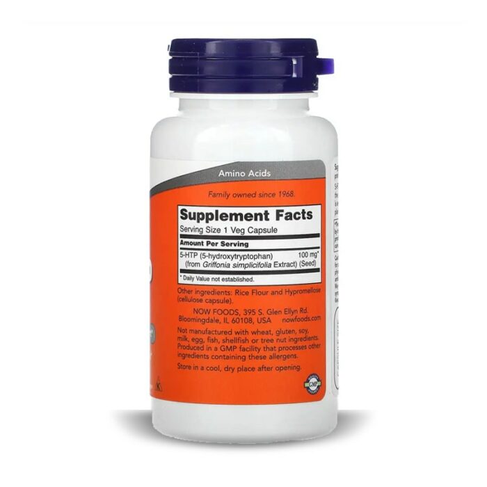 NOW Foods 5-HTP, 60 VCapsules – Image 2