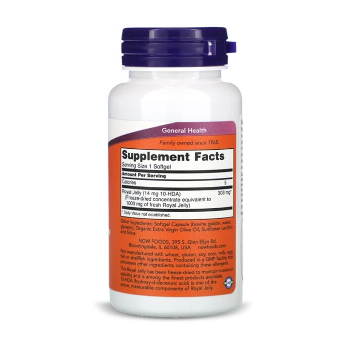 Now Foods, ROYAL JELLY 1000mg, 60 Softgels – Image 2