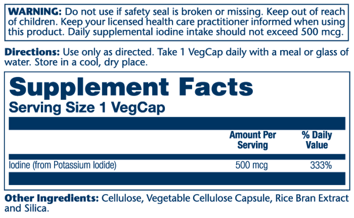 Iodine (as Potassium Iodine) 500mcg – Image 2