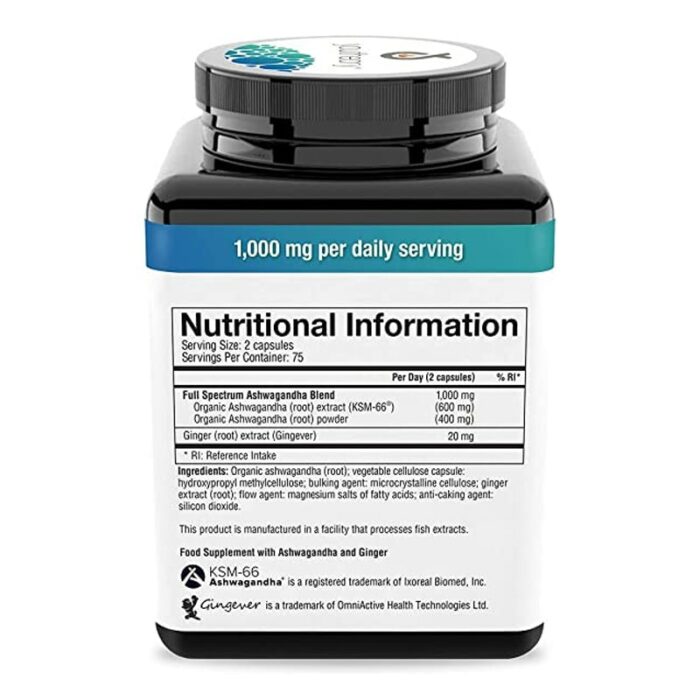 youtheory Ashwagandha 1,000 mg 150 Capsules – Image 2