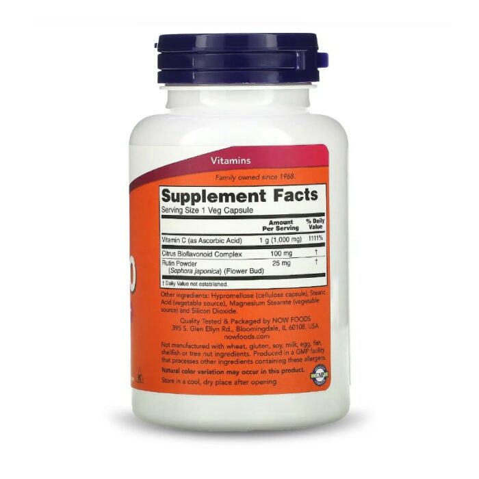 Now Foods, Vitamin C-1000, 100 Capsules – Image 2