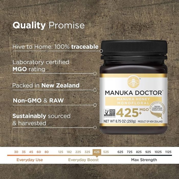 MANUKA DOCTOR NEW ZEALAND 525+MGO NET WT 8.75 OZ (250G) – Image 3