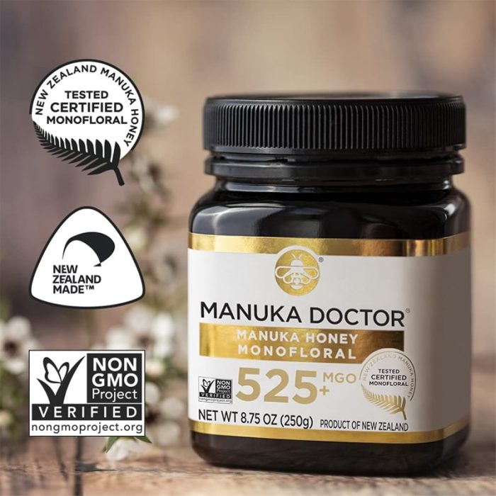 MANUKA DOCTOR NEW ZEALAND 525+MGO NET WT 8.75 OZ (250G) – Image 4
