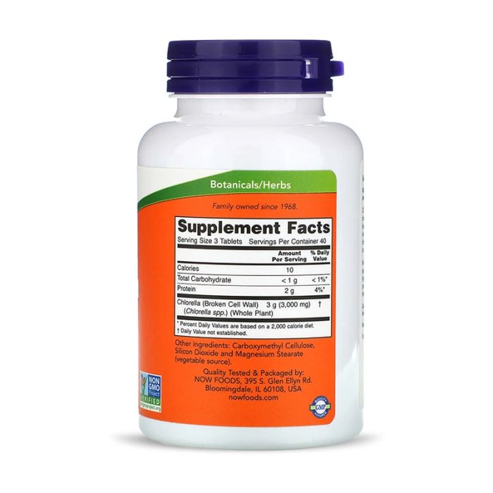 Now Foods, CHLORELLA 1000mg, 120 Tablets – Image 2