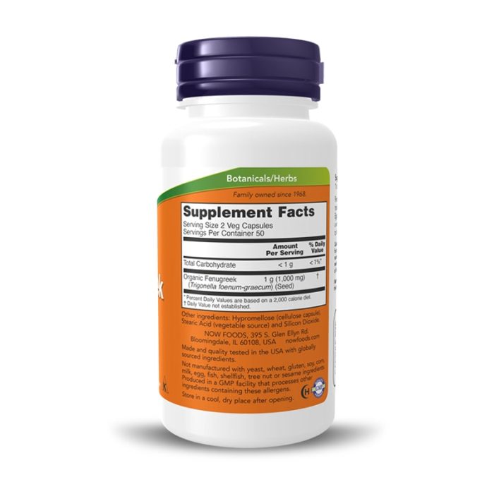 Now Foods, Fenugreek 500 mg, 100 Capsules – Image 2