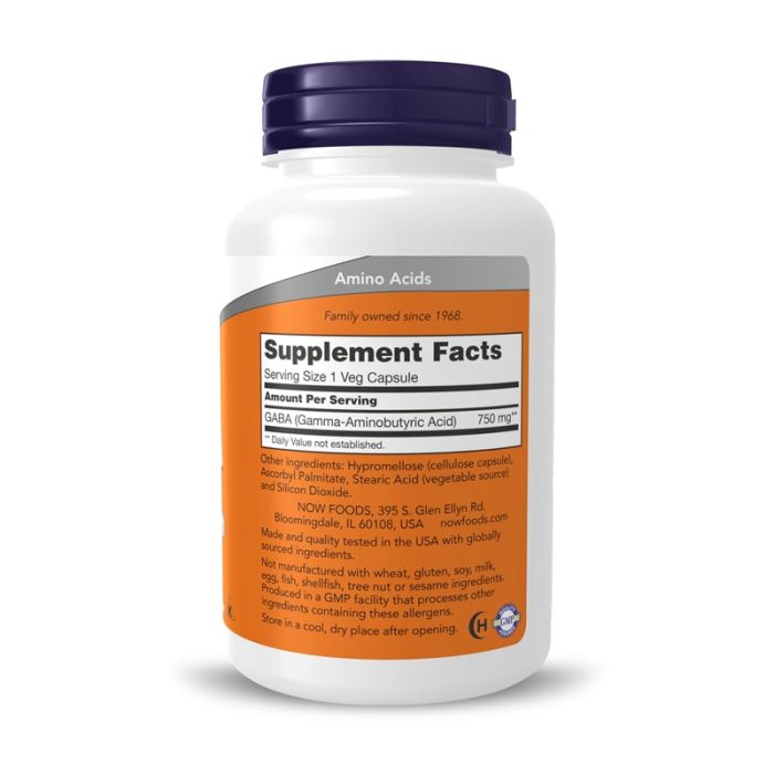 Now Foods, Gaba 500 mg + B-6, 100 Capsules – Image 2