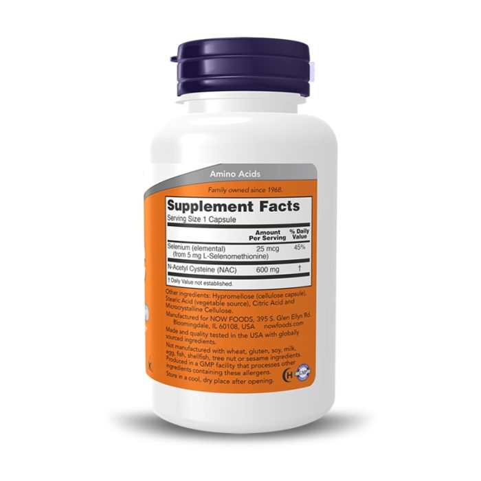 Now Foods NAC 600 mg N-Acetyl Cysteine 100 Capsules – Image 2