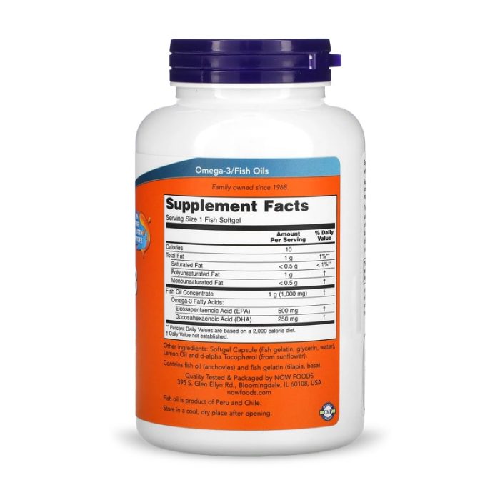 Now Foods, Ultra Omega-3, 500 EPA / 250 DHA, 180 Fish Softgels – Image 2