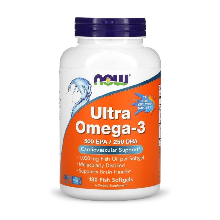Now Foods, Ultra Omega-3, 500 EPA / 250 DHA, 180 Fish Softgels