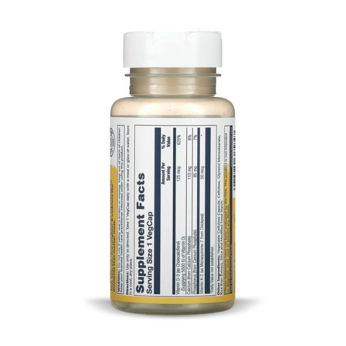 Solaray, Vitamin D3 + K2, 120 VegCaps – Image 2