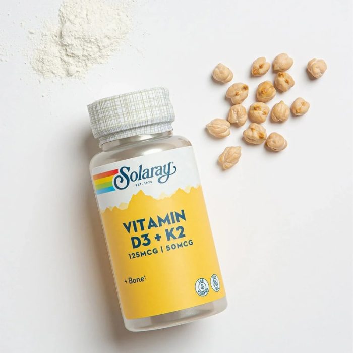 Solaray, Vitamin D3 + K2, 120 VegCaps – Image 3