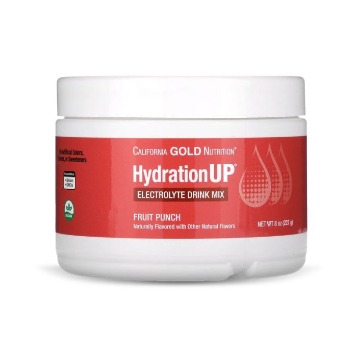 California Gold Nutrition électrolytes HydrationUP  FRUITS PUNCH 227G